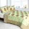 Full/Queen Cotton Floral Quilt Set with 2 Shams, Vermicelli Quilted